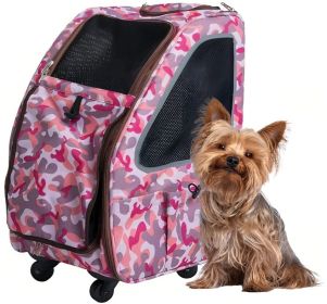 Petique 5-in-1 Pet Carrier for Dogs Cats and Small Animals Pink Camo