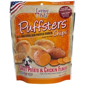 . Case of [6] Dog Puffsters Chips - Sweet Potato & Chicken, 4 oz .