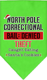 North Pole Correctional Screen Print Bandana Lime Green Size Large