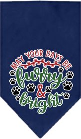 Furry and Bright Screen Print Bandana Navy Blue Size Small