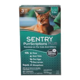 Sentry Purr Scriptions Plus Flea & Tick Control for Cats & Kittens