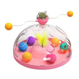 Pet Cat Rotating Windmill Toys With Ball Scratch-resistant Interactive Turntable Pet Educational Toys pink