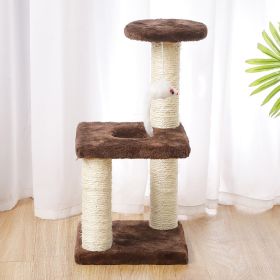 Cat Tree Cat Tower Three-column Three-layer Square Cat Climbing Platform Jumping Toy 20x20x40cm Coffee