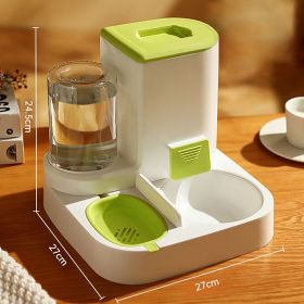 2-in-1 Pet Automatic Feeder Dog Cat Drinking Fountain Water Dispenser Food Bowl Pet Supplies Green