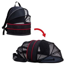 Pet Carrier Bag Transparent Breathable Expandable Backpack Outdoor Travel Products for Small Dogs Cats Black