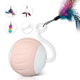 Cat 2-speed Interactive Toys Ball with Led Light 3pcs Feathers Type-c Charging Built-in 500mah Battery Watermelon