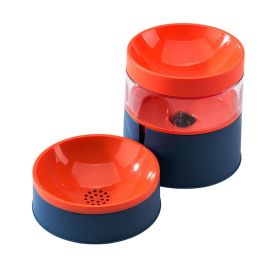 Pet Automatic Food Bowl Anti-overturning Neck Guard Double Layer Design Water Dispenser Feeder Set For Dogs Cats Double layer design blue