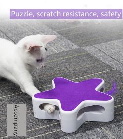 Feather 360 Degree Random Rotation Automatic Cat Toy Five Pointed Star Teaser Box for Pet purple