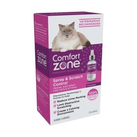 Comfort Zone Scratch Deterrent and Cat Calming Spray; 2 ounces or 59.2 mL