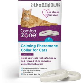 Comfort Zone Cat Calming Pheromone Collar; Anxiety and Stress Relief Aid; Breakaway Design; White; 2 Pack