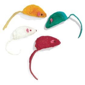 Spot Colored Plush Mice Rattle and Catnip Cat Toy Assorted 4.5 in 4 Pack