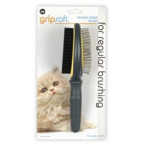 JW Pet GripSoft Cat Double Sided Brush Gray; Yellow One Size