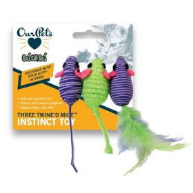 OurPets Three Twined Mice Catnip Toy Green; Purple 3 Pack