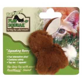 OurPets Play-N-Squeak Backyard Bunny Catnip Toy Brown