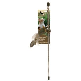 OurPets Play-N-Squeak Teathered and Feathered Play Wand Catnip Toy Brown; 1ea