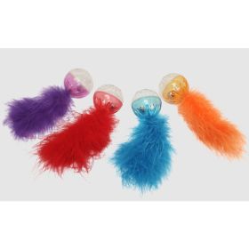 Lattice Ball with Feather Cat Toy Assorted 5 in 2 Pack