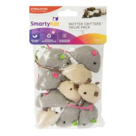 SmartyKat Skitter Critters Mice Catnip Toy Grey; Tan 10 Count Value Pack