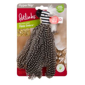 Petlinks Safari HappyNip Zippy Zebra Feathers Catnip Toy Black; White Medium