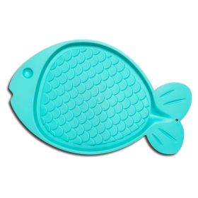 Loving Pets Spill-Proof Fish Shaped Cat Mat Aqua Green